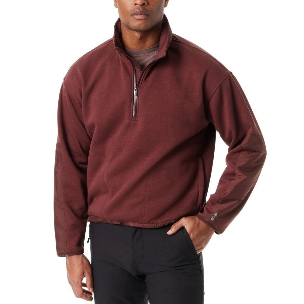 NWT Bass Outdoor Convertible Hoodie Men's XL Rum Raisin Cotton Blend Pullover